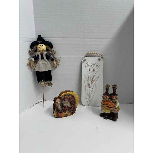 4 Piece Fall/Harvest/Thanksgiving Lot Napkin Holder, Plant Scarecrow, … - Picture 1 of 12